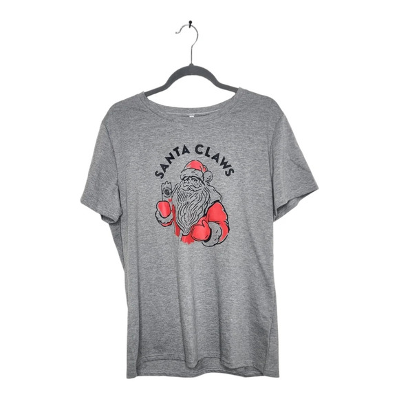 Christmas Short Sleeve Shirt Funny Santa Claws Letter Print Graphic Tee Size XL - Picture 2 of 5